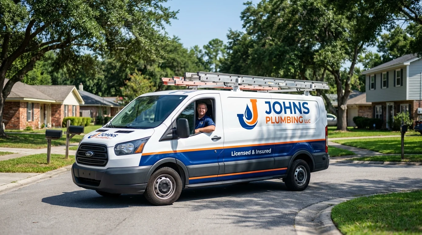 Johns Plumbing LLC service van in Cuyahoga Falls, OH